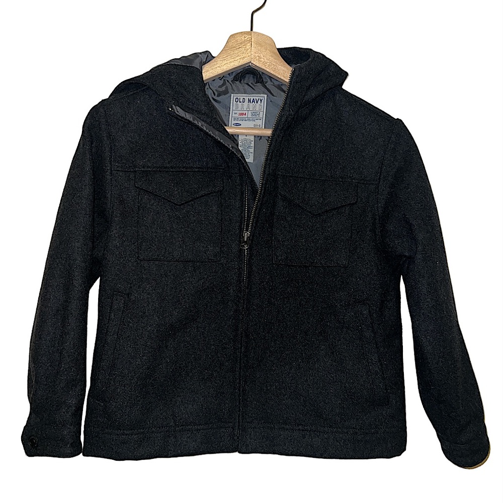 Old Navy Dark Gray Wool Hooded Coat